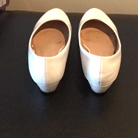 White Patent, Low Heel Round Toe Wedge Pump - Picture 3 of 6